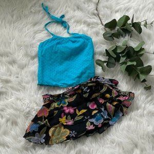 Little Mass Floral Skirt Swiss Dot Tank Set